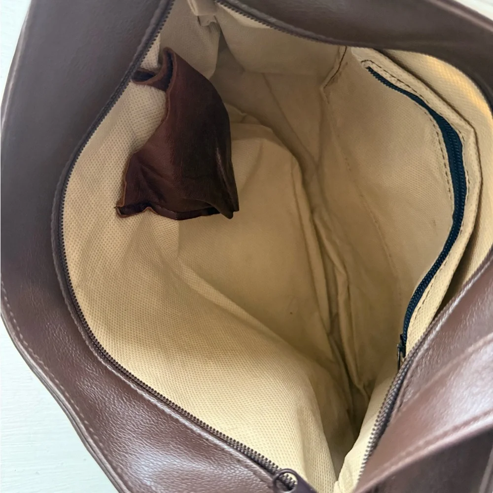 Etienne Aigner Genuine Leather Chocolate Brown Adjustable Strap Handbag Purse
